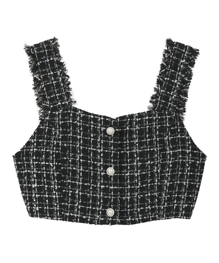 earth music&ecology「フリンジツイードビスチェ」|ベスト・ジレ|