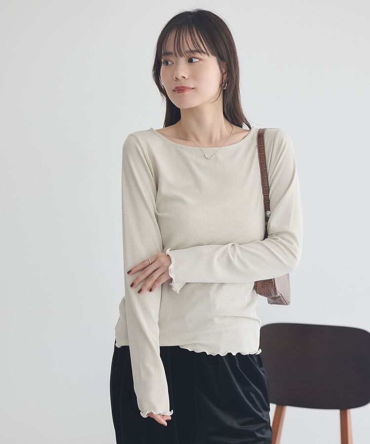 earth music&ecology「ラメテレコボートネックプルオーバー」|Tシャツ・カットソー|