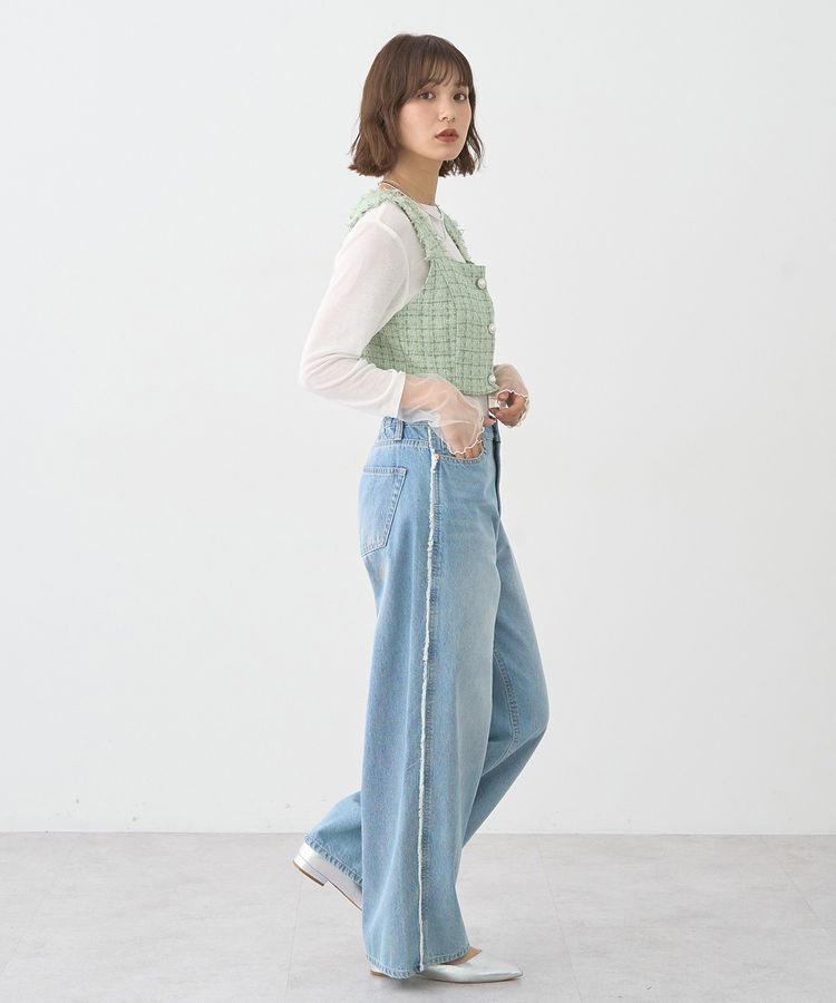 earth music&ecology「ワイドフリンジデニムパンツ」|デニム|