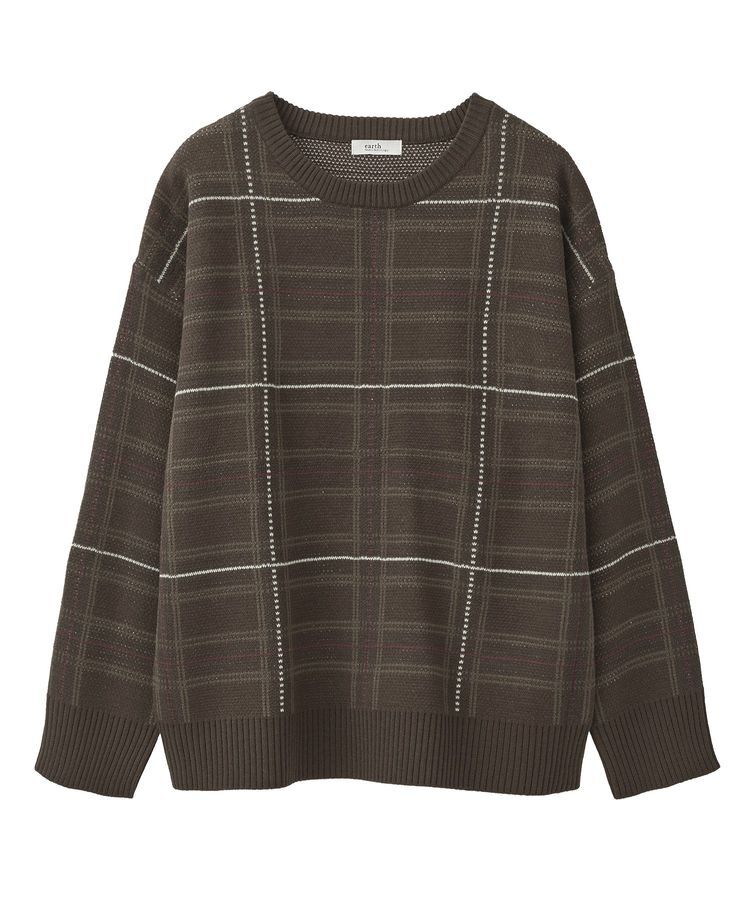 earth music&ecology「チェックジャガードニットプルオーバー」|ニット・セーター|