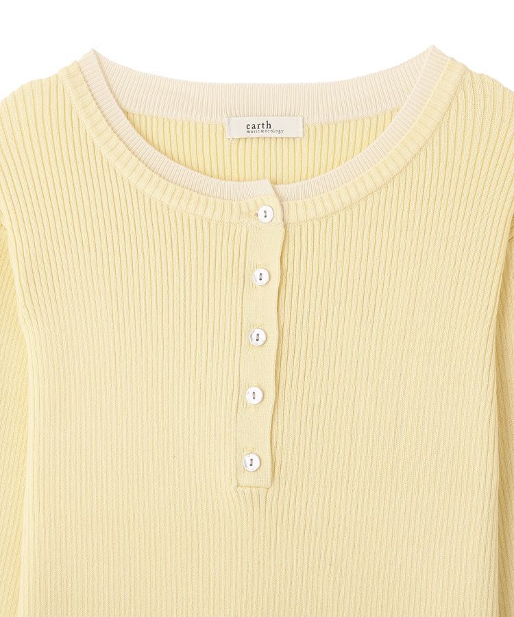 earth music&ecology「バイカラーヘンリーネックニットプルオーバー」|ニット・セーター|