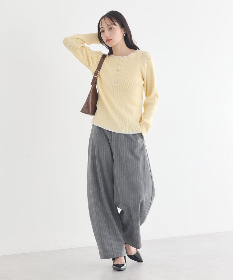 earth music&ecology「バイカラーヘンリーネックニットプルオーバー」|ニット・セーター|