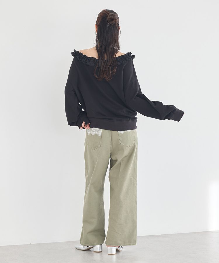 earth music&ecology「フリルオフショルウラケスウェット」|スウェット・ジャージ|