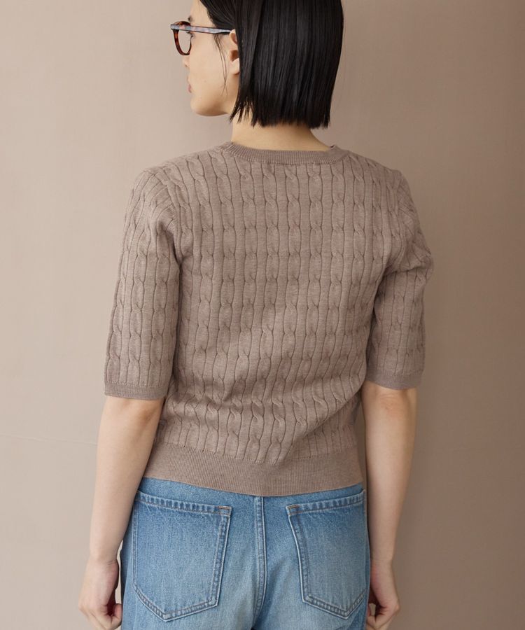 AMERICAN HOLIC「ケーブル5分袖ニットプルオーバー」|ニット・セーター|