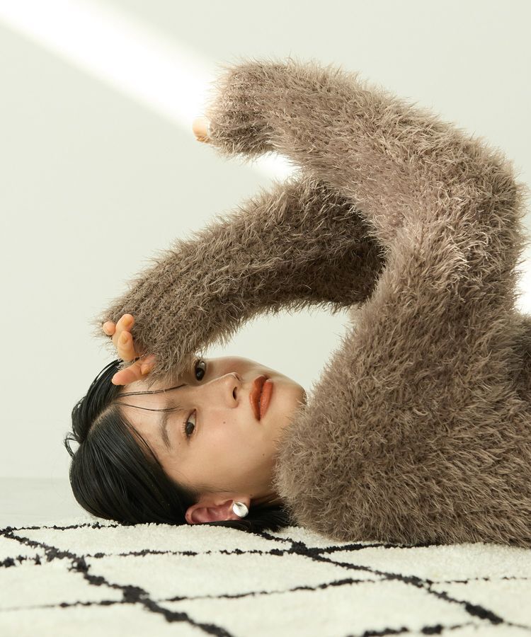 AMERICAN HOLIC「シャギーニットクルーネックカーディガン」|カーディガン|