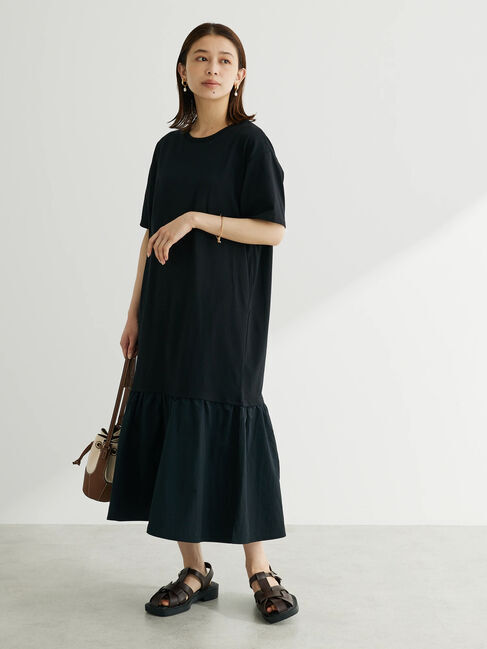 Green Parks「裾切り替えTEEワンピース」|ワンピース|Black