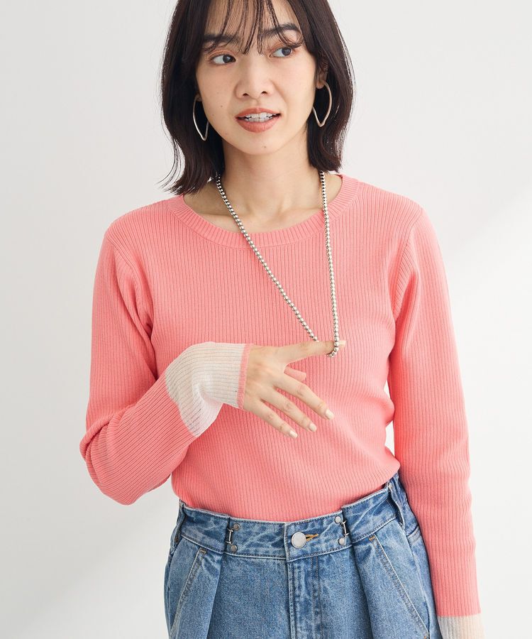 Green Parks「アンチピリング袖シアーリブニットプルオーバー」|ニット・セーター|