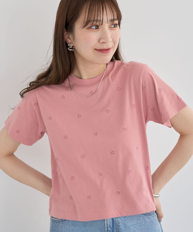 Green Parks「・DOUBLE FLAGS ハート総柄刺繍TEE」|Tシャツ・カットソー|