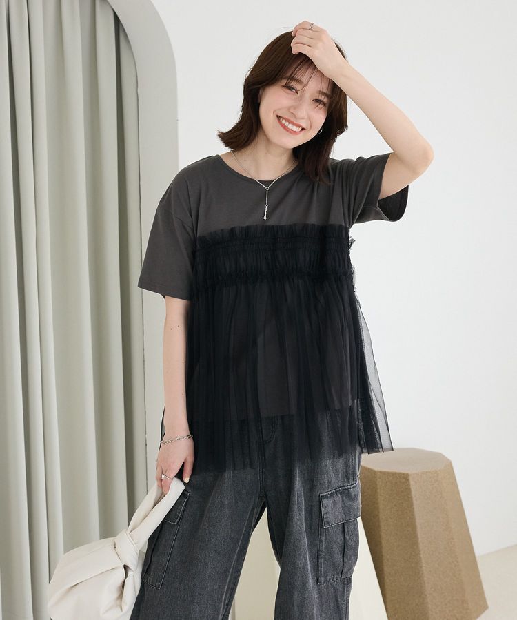 Green Parks「・ELENCARE DUE チュールドッキングTEE」|Tシャツ・カットソー|