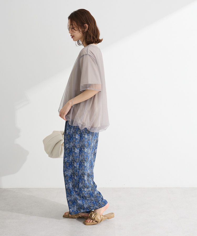 Green Parks「チュールドッキングバルーン5分袖プルオーバー」|Tシャツ・カットソー|