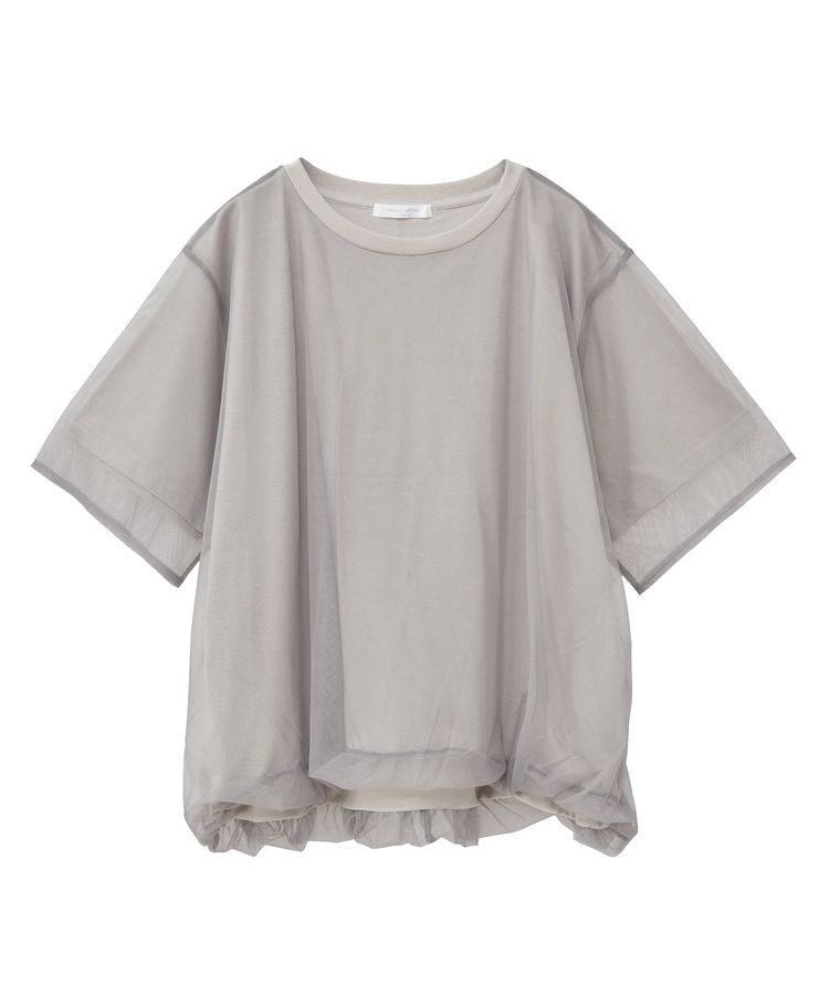 Green Parks「チュールドッキングバルーン5分袖プルオーバー」|Tシャツ・カットソー|