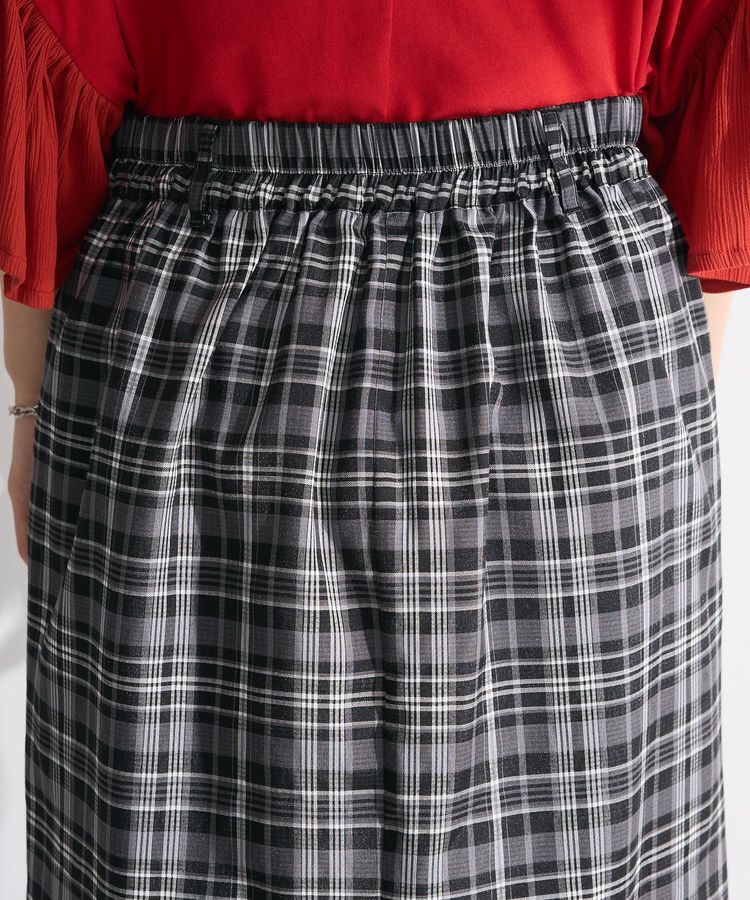 Green Parks「チェック柄シャーリングIラインスカート」|タイト|