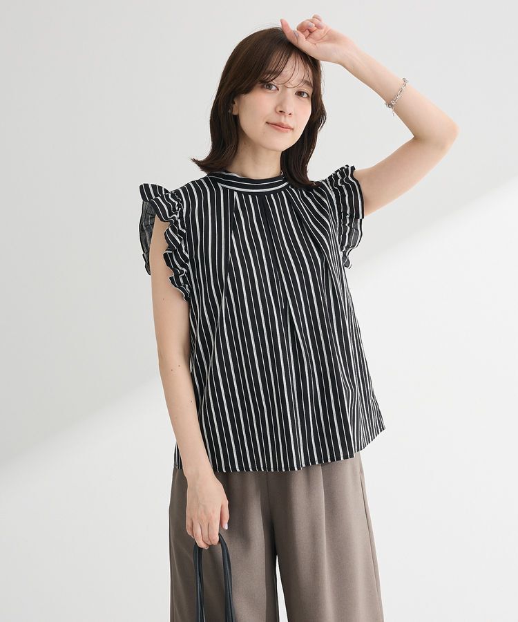 Green Parks「・ELENCARE DUE ストライプフリルブラウス」|シャツ・ブラウス|
