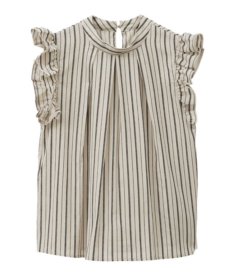 Green Parks「・ELENCARE DUE ストライプフリルブラウス」|シャツ・ブラウス|