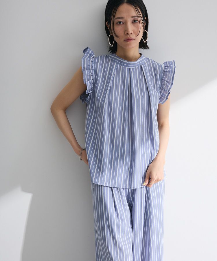 Green Parks「・ELENCARE DUE ストライプフリルブラウス」|シャツ・ブラウス|