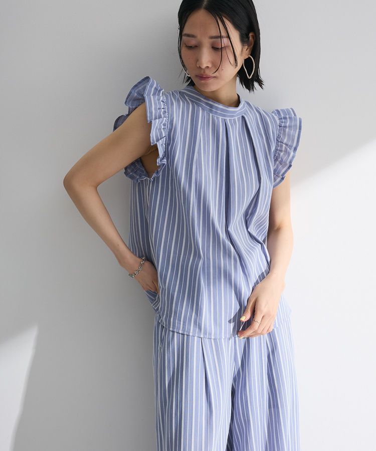 Green Parks「・ELENCARE DUE ストライプフリルブラウス」|シャツ・ブラウス|