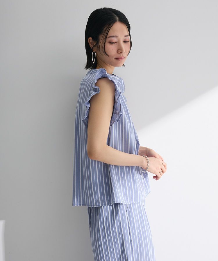 Green Parks「・ELENCARE DUE ストライプフリルブラウス」|シャツ・ブラウス|