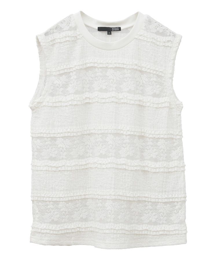 Green Parks「・SUGAR SPOON フリルレースノースリーブ」|Tシャツ・カットソー|Off White