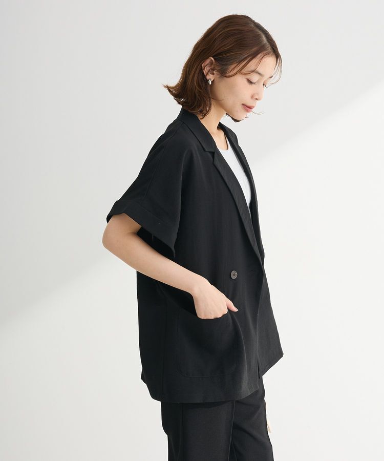 Green Parks「麻調フレンチスリーブジャケット」|テーラードジャケット|