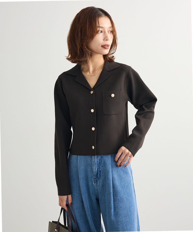 Green Parks「・swing by ニット開襟カーディガン」|カーディガン|Brown