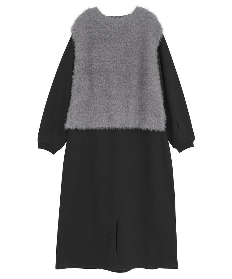 Green Parks「SET2点ラメフェザーベスト+ミニ裏毛ワンピース」|ワンピース|