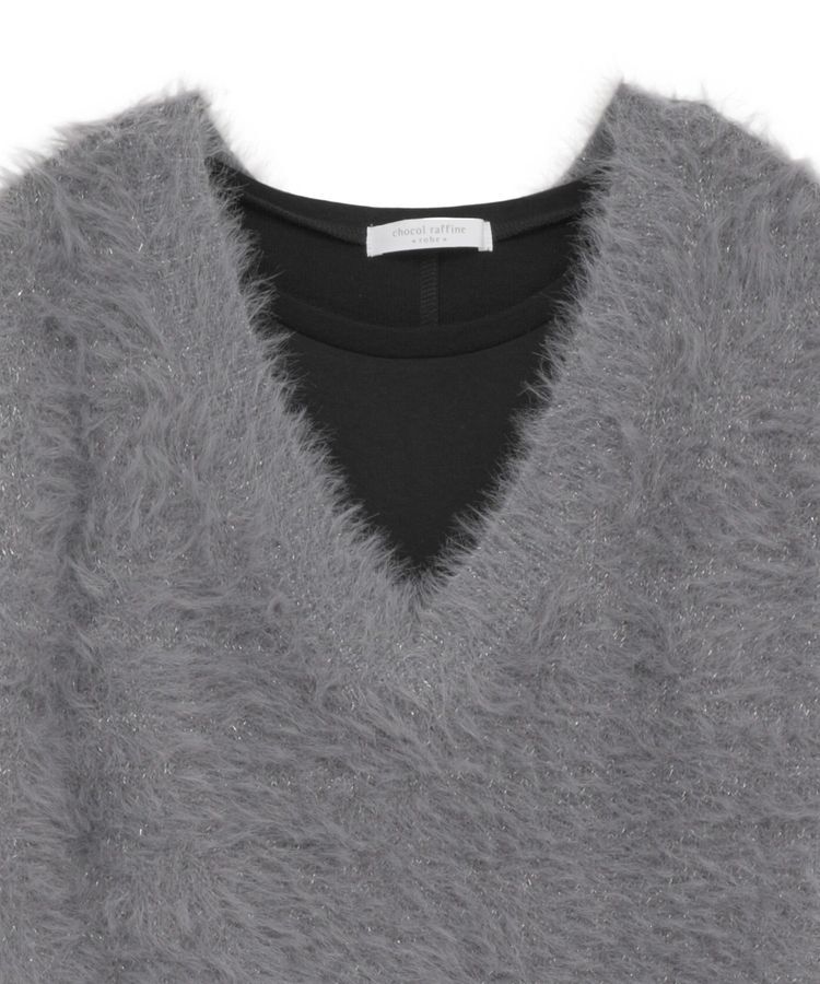 Green Parks「SET2点ラメフェザーベスト+ミニ裏毛ワンピース」|ワンピース|