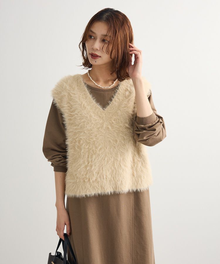 Green Parks「SET2点ラメフェザーベスト+ミニ裏毛ワンピース」|ワンピース|