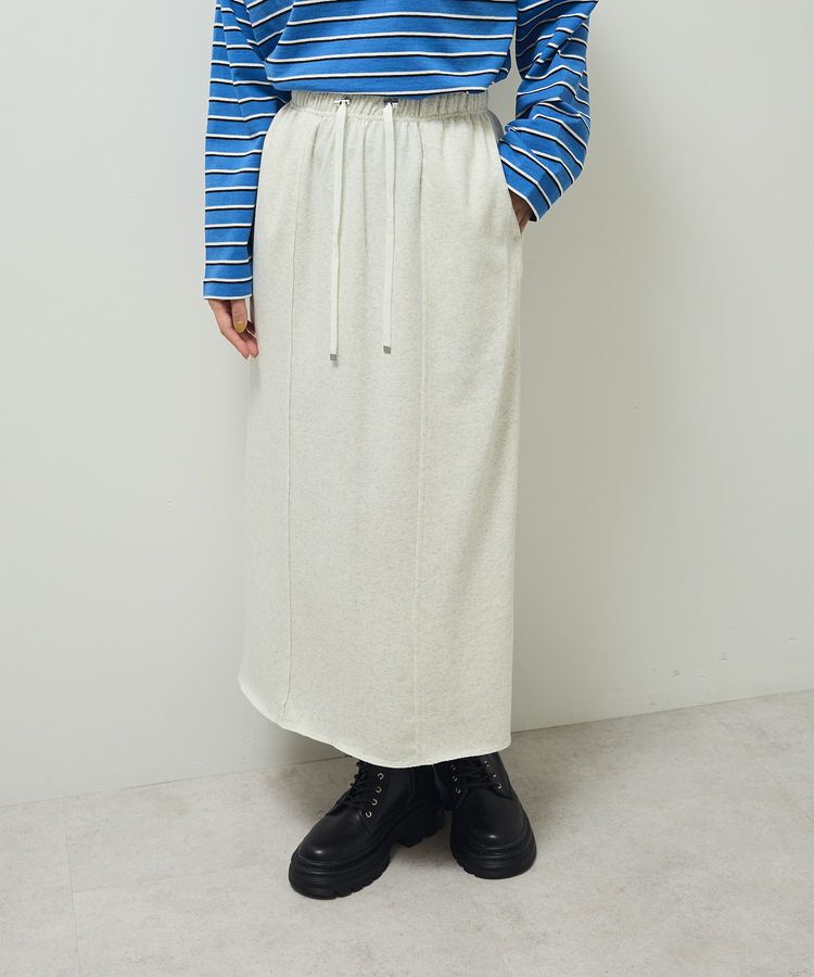 Green Parks「ドロストイージーウエスト裏毛Iラインスカート」|タイト|Oatmeal