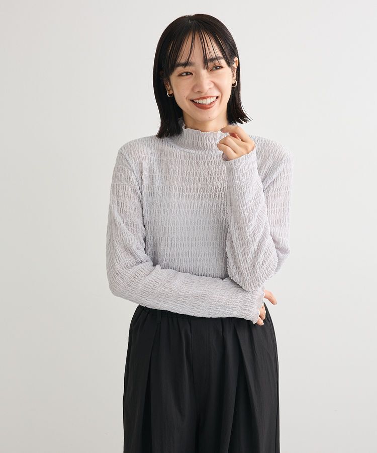 Green Parks「・Petit Fleur ジャガードハイネックロンTEE」|Tシャツ・カットソー|Light Gray