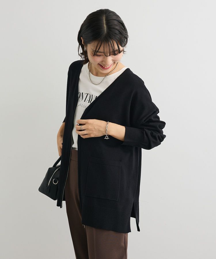Green Parks「アンチピリングゆるzipカーディガン」|カーディガン|Black