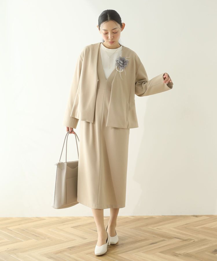 Green Parks「O.洗えてストレッチ ノーカラージャケット」|テーラードジャケット|