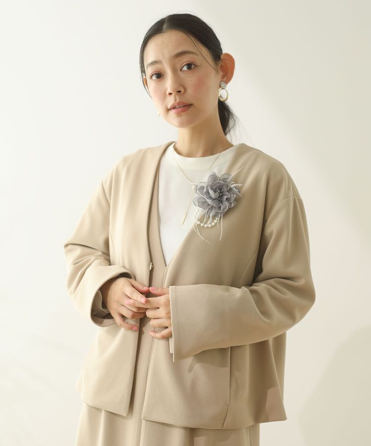 Green Parks「O.洗えてストレッチ ノーカラージャケット」|テーラードジャケット|