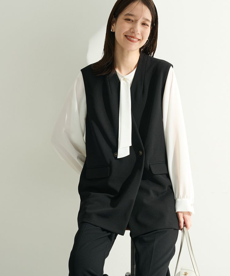 Green Parks「O.洗えてストレッチ Wボタンベスト」|ベスト・ジレ|