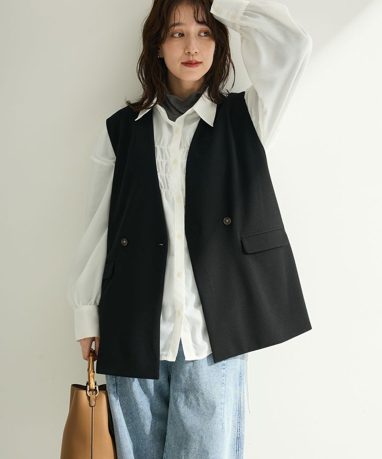 Green Parks「O.洗えてストレッチ Wボタンベスト」|ベスト・ジレ|