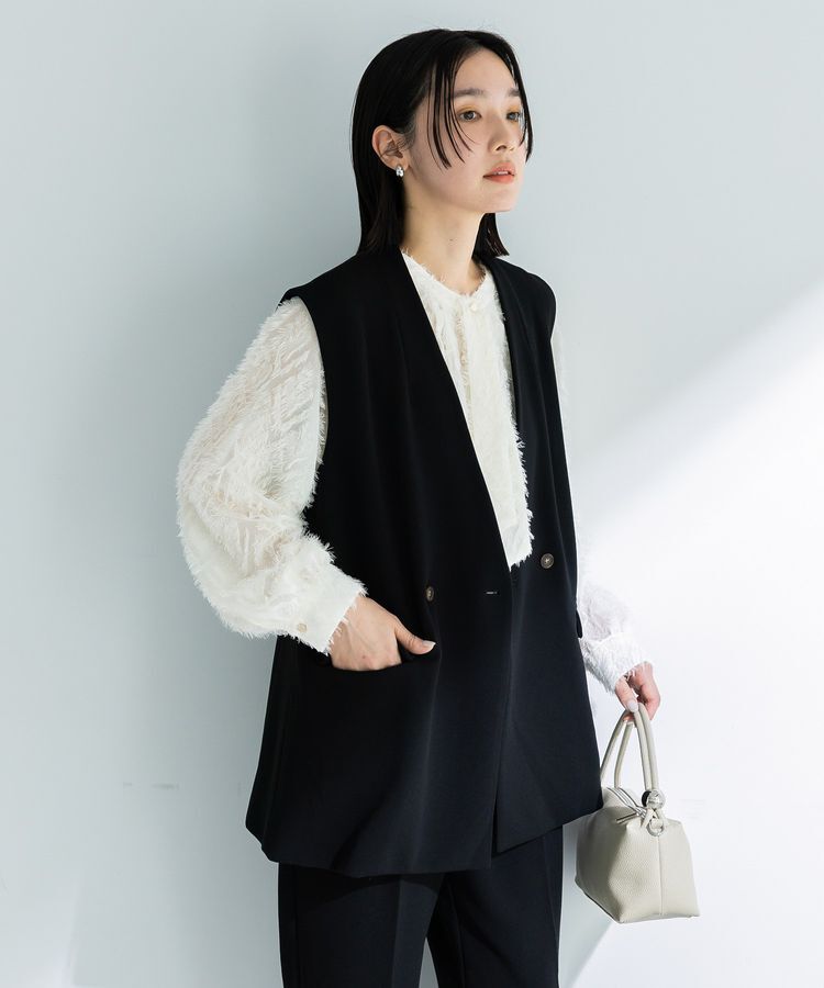 Green Parks「O.洗えてストレッチ Wボタンベスト」|ベスト・ジレ|