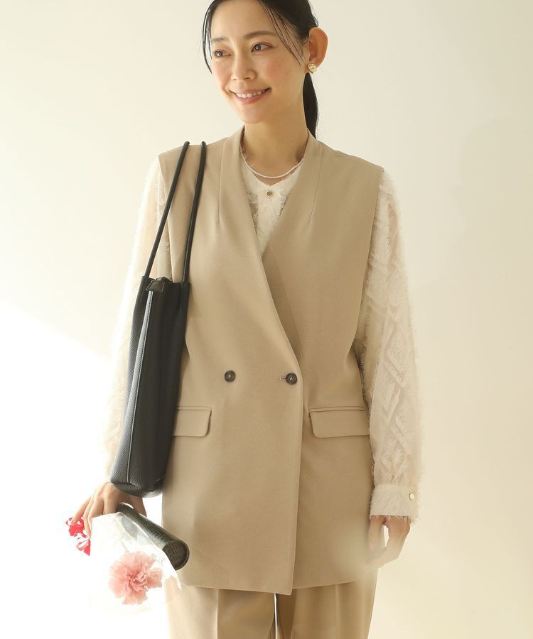 Green Parks「O.洗えてストレッチ Wボタンベスト」|ベスト・ジレ|