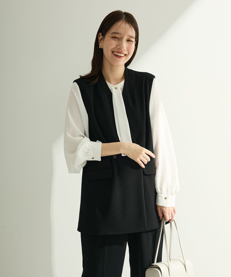 Green Parks「O.洗えてストレッチ Wボタンベスト」|ベスト・ジレ|