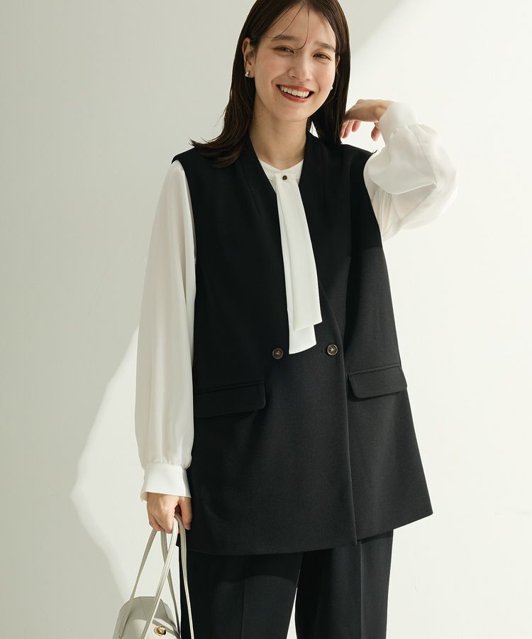 Green Parks「O.洗えてストレッチ Wボタンベスト」|ベスト・ジレ|