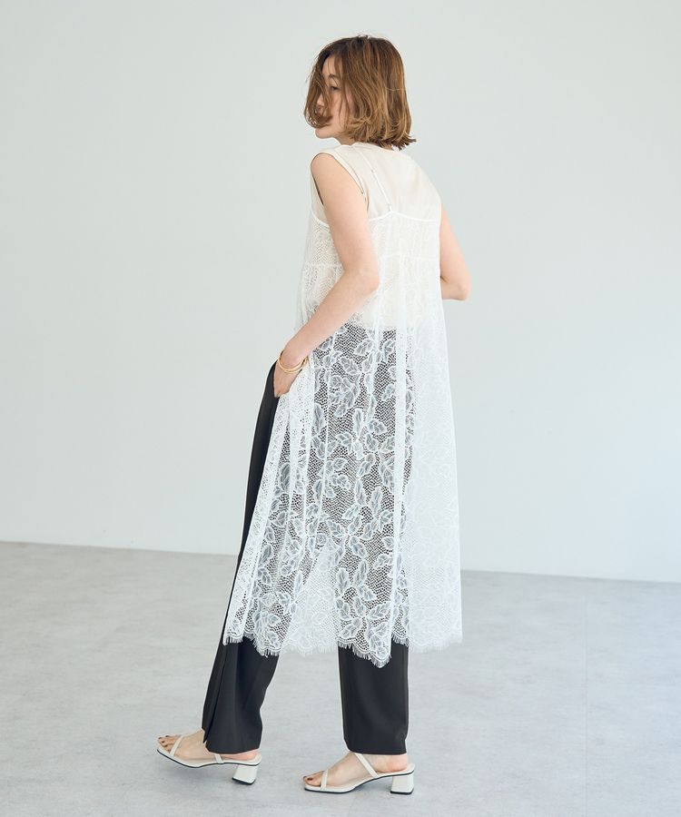 YECCA VECCA「リーフ柄レースキャミワンピース」|ワンピース|