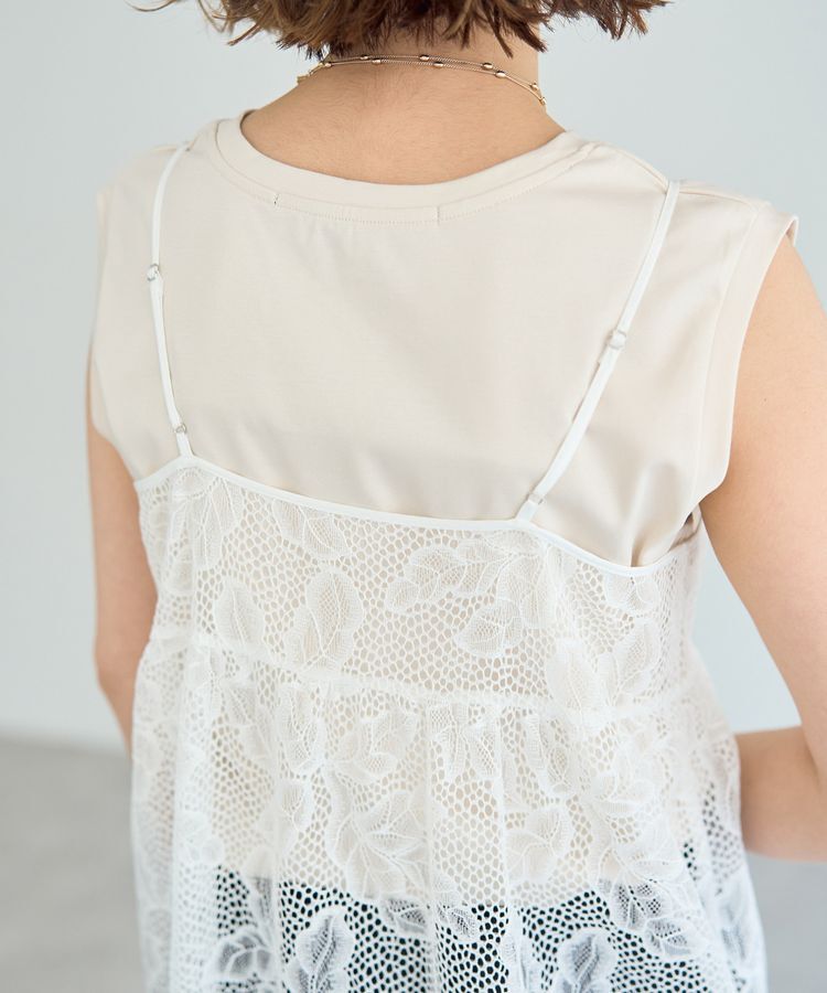 YECCA VECCA「リーフ柄レースキャミワンピース」|ワンピース|