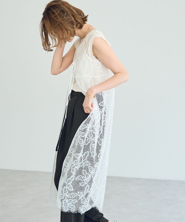 YECCA VECCA「リーフ柄レースキャミワンピース」|ワンピース|