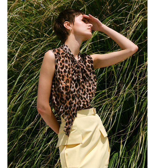 allureville「レオパードプリントボウブラウス」|シャツ・ブラウス|ブラウン系