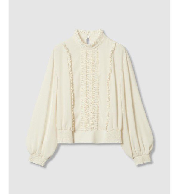 LOULOU WILLOUGHBY「【LOULOU WILLOUGHBY】スタンドフリルシャーリングブラウス」|シャツ・ブラウス|