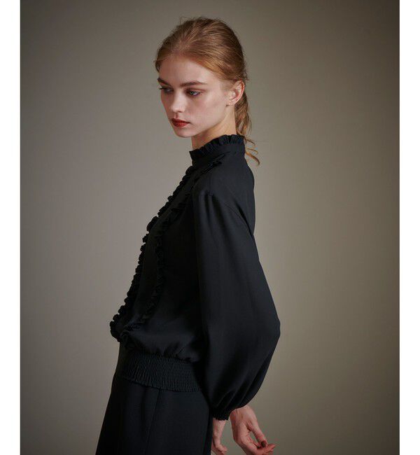 LOULOU WILLOUGHBY「【LOULOU WILLOUGHBY】スタンドフリルシャーリングブラウス」|シャツ・ブラウス|