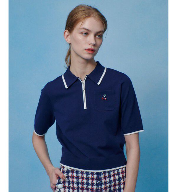 LOULOU WILLOUGHBY「【LOULOU WILLOUGHBY】ＣＨＥＲＲＹビジューＰＯＬＯ」|ポロシャツ|