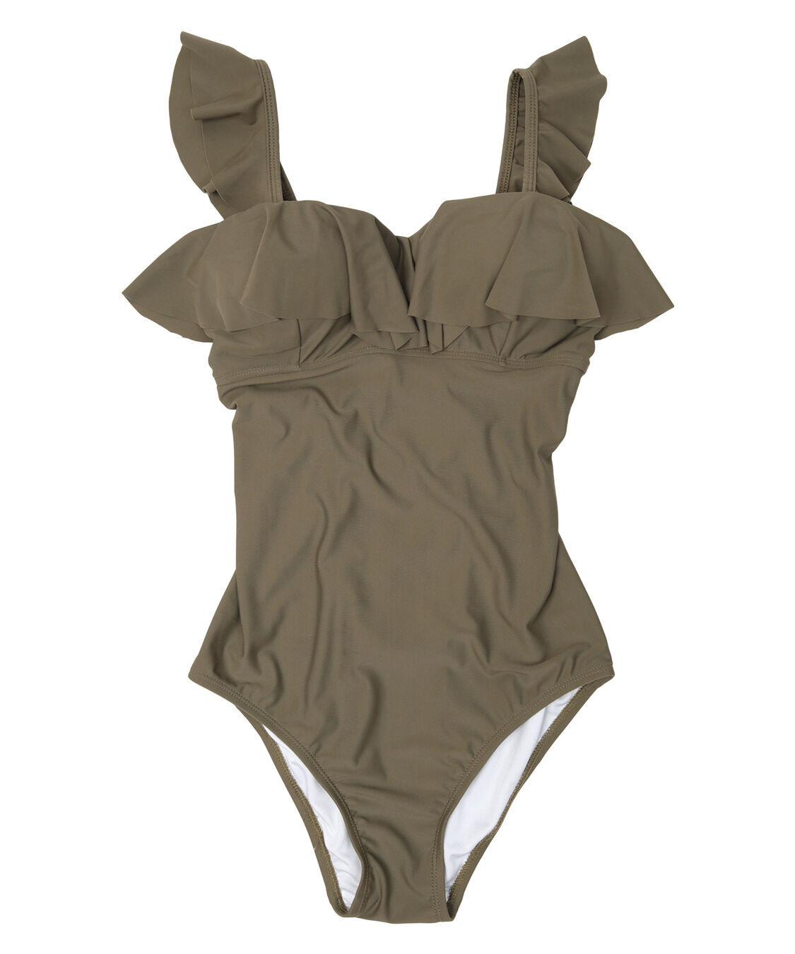 SEA DRESS「バッククロスフリルワンピース」|コンビネゾン|カーキ