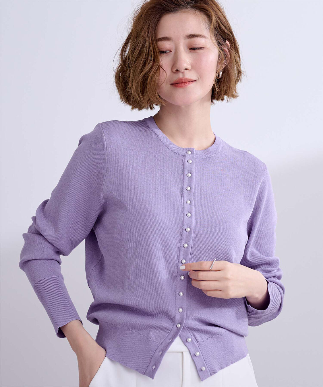 ur's「2wayパール釦ニットカーディガン」|ニット・セーター|ラベンダー