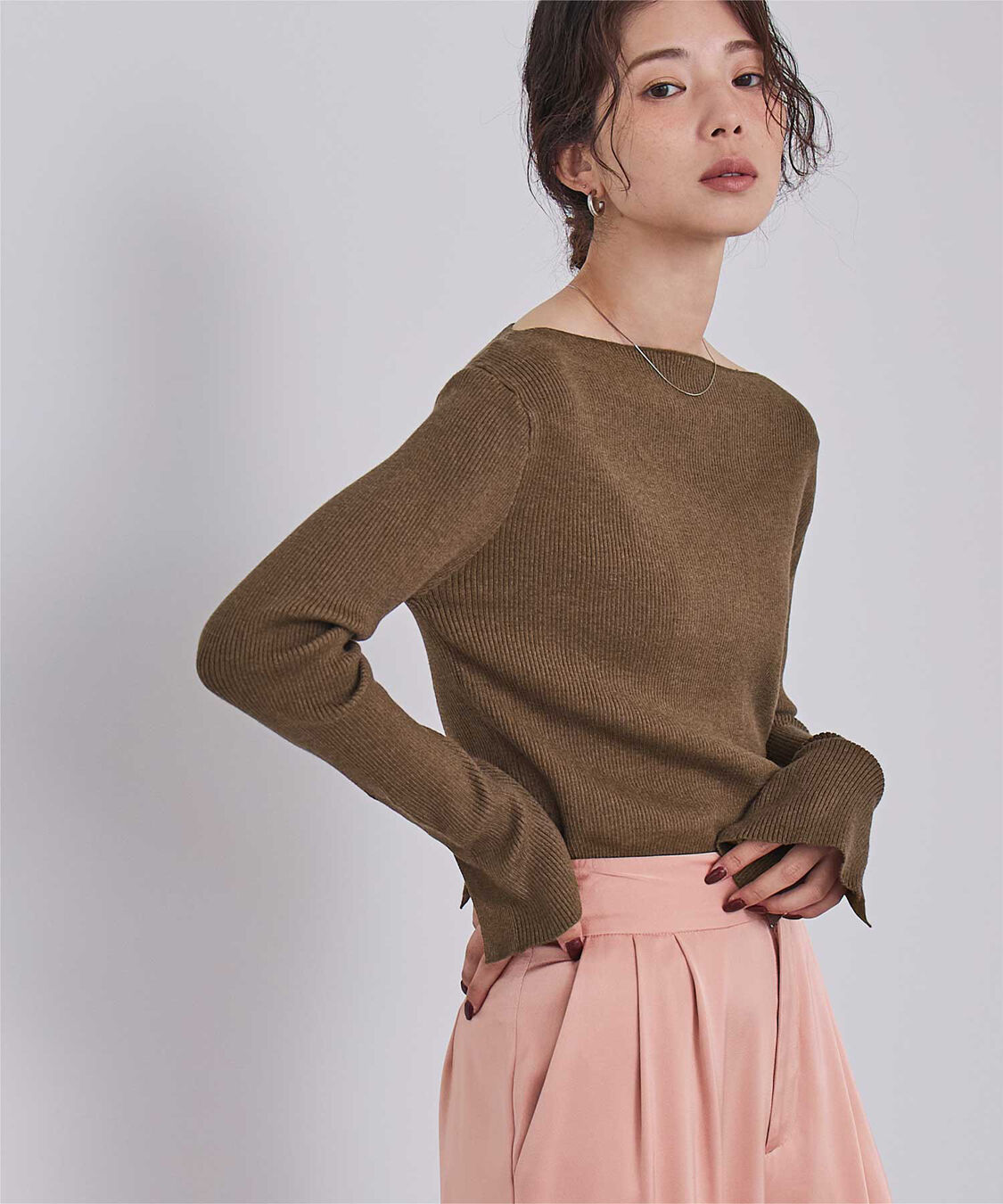 ur's「ボートネックスリットスリーブリブニット」|ニット・セーター|