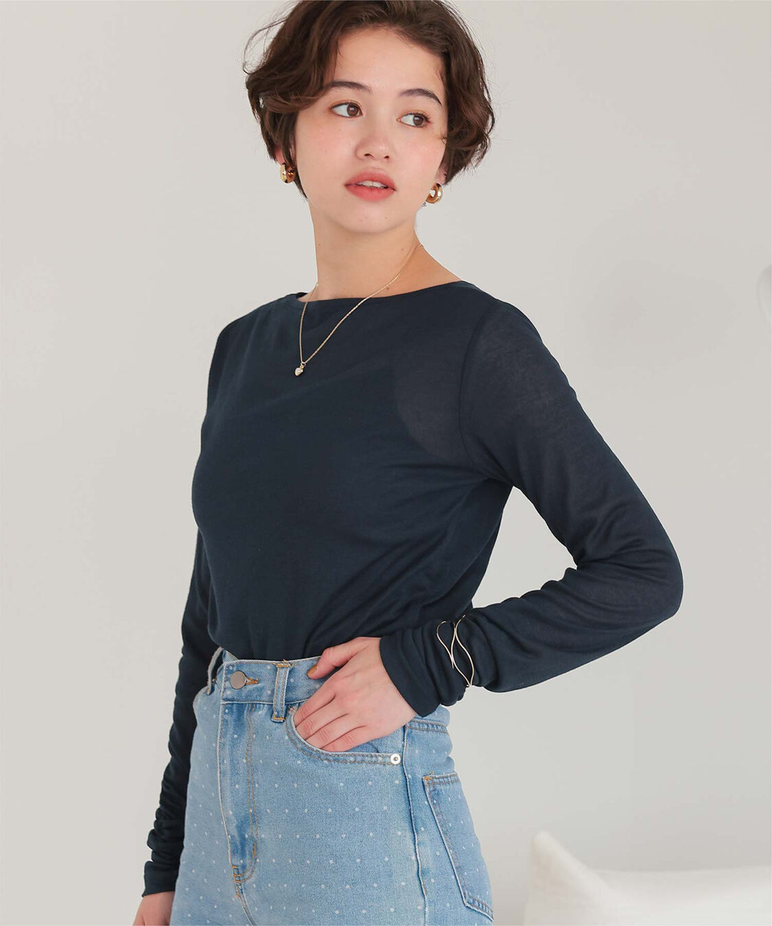 titivate「着心地抜群シアーボートネックトップス」|Tシャツ・カットソー|