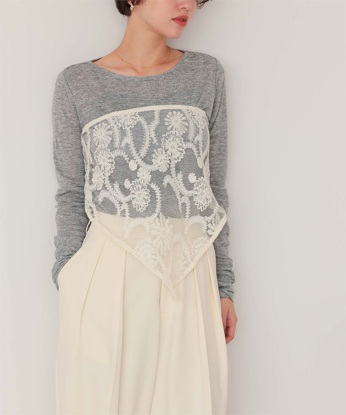 titivate「着心地抜群シアーボートネックトップス」|Tシャツ・カットソー|杢グレー